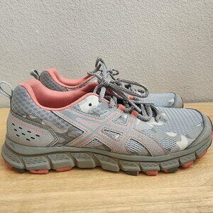 Asics Gel Scram 4 Gray Pink Coral Athletic Running Shoes Womens Sz 8 EUC